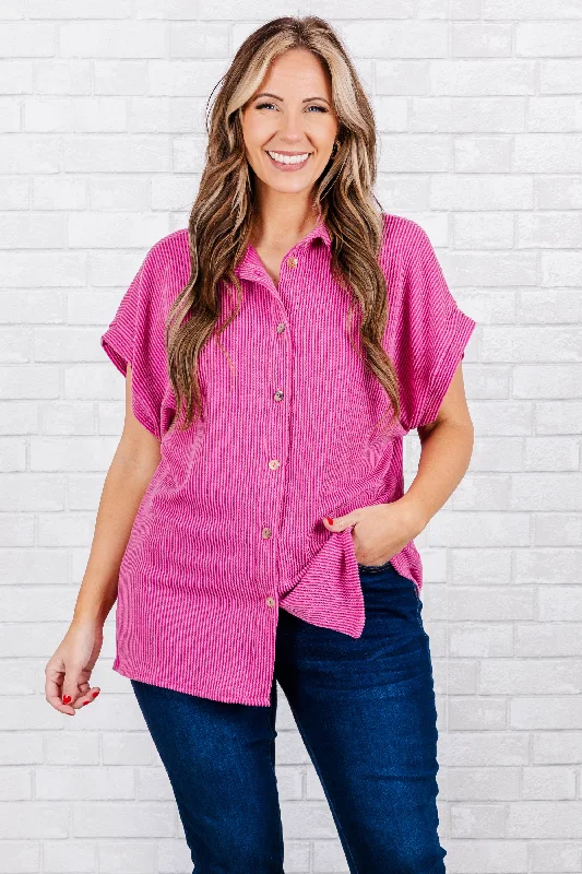 women's tops for those who refuse to compromise on styleNot Losing Any Sleep Top, Fuchsia