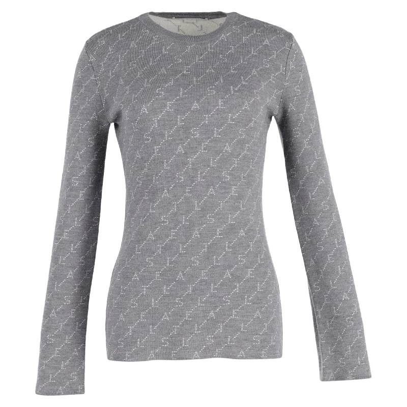 Trendy Pullover SweatersStella McCartney Monogram Jacquard Sweater in Grey Wool