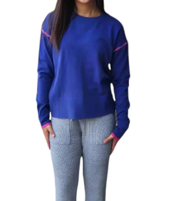 High-Quality Wool SweatersSweater Weather Long Sleeve Top In Dark Perwinkle