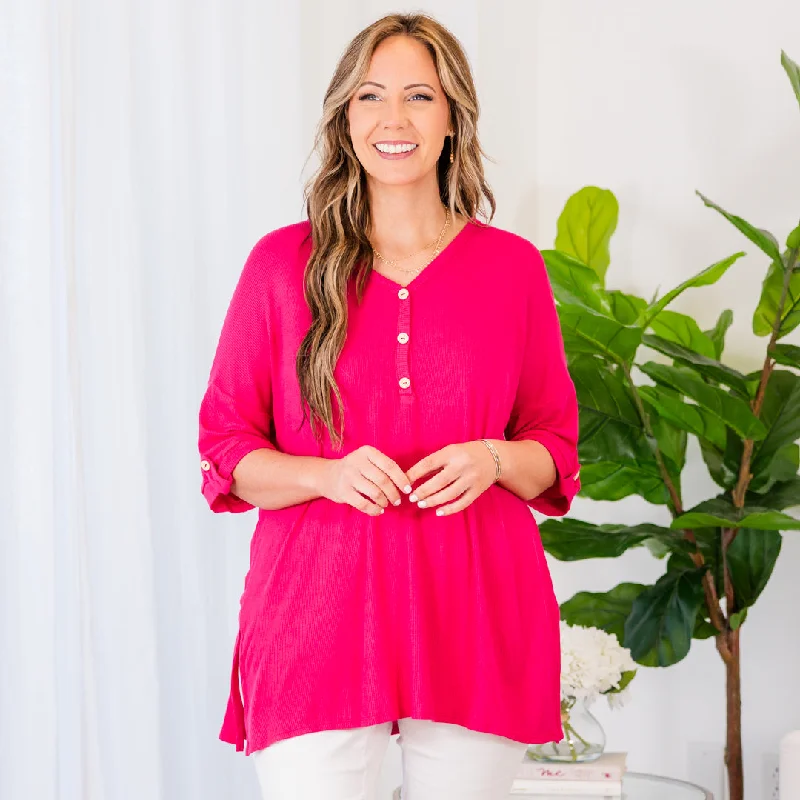 women's tops for those who love to dress up their casual looks with stylish topsTelling A Different Story Top, Fuchsia