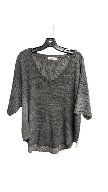 women's tops with unique designsTop Short Sleeve Basic By Mustard Seed In Grey, Size: L