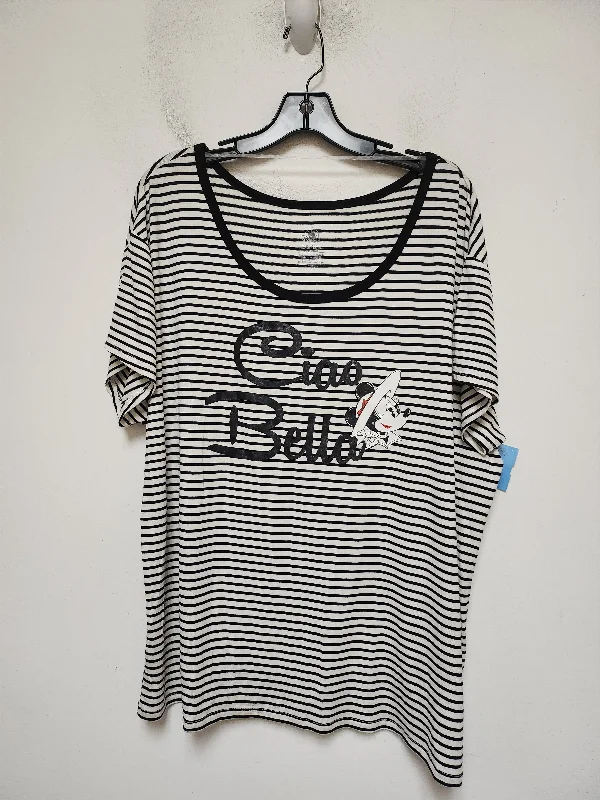 women's tops with beading accentsTop Short Sleeve Basic By Walt Disney In Striped Pattern, Size: L