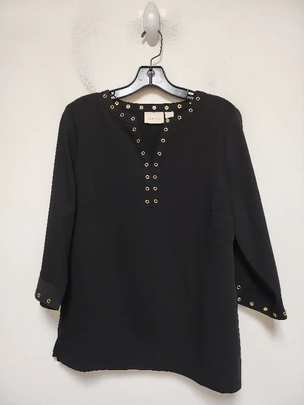 women's tops for those who prefer classic over trendy stylesTop Short Sleeve By Chicos In Black & Gold, Size: S