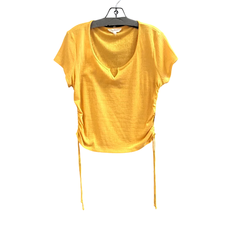 women's tops for wedding guest attireTop Short Sleeve By Cmc In Yellow, Size: Xl