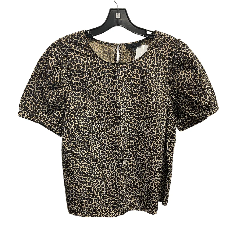 women's tops with spaghetti straps and deep V-necksTop Short Sleeve By J. Crew In Animal Print, Size: Xl