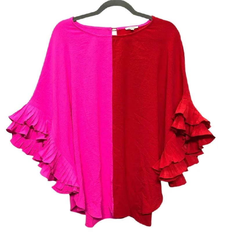 women's tops for those who love to shop for unique findsTop Short Sleeve By Jodifl In Pink & Red, Size: L