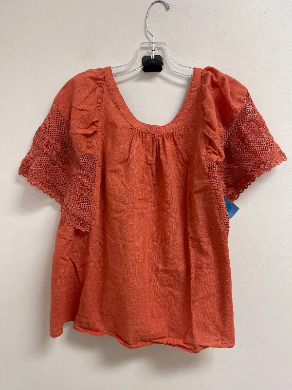 silk women's topsTop Short Sleeve By Old Navy In Orange, Size: L