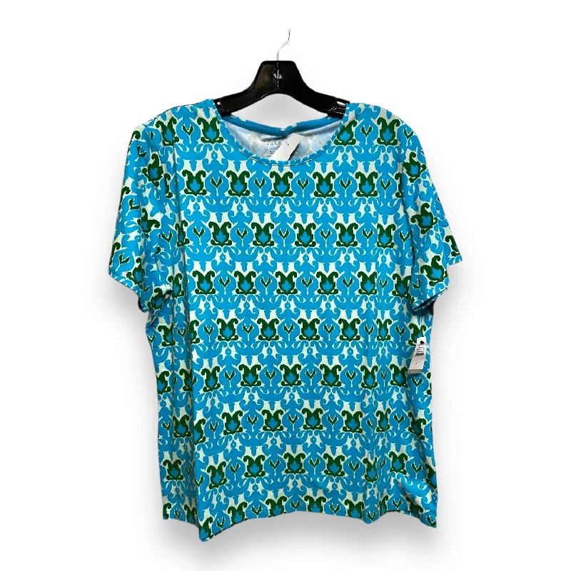 women's tops for everyday eleganceTop Short Sleeve By Talbots O In Blue Green, Size: Xl