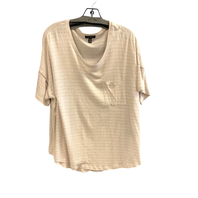 women's tops for cozy nights inTop Short Sleeve By Tribal In Beige, Size: Xl