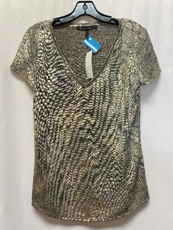 women's tops with geometric patternsTop Short Sleeve By White House Black Market In Gold, Size: S