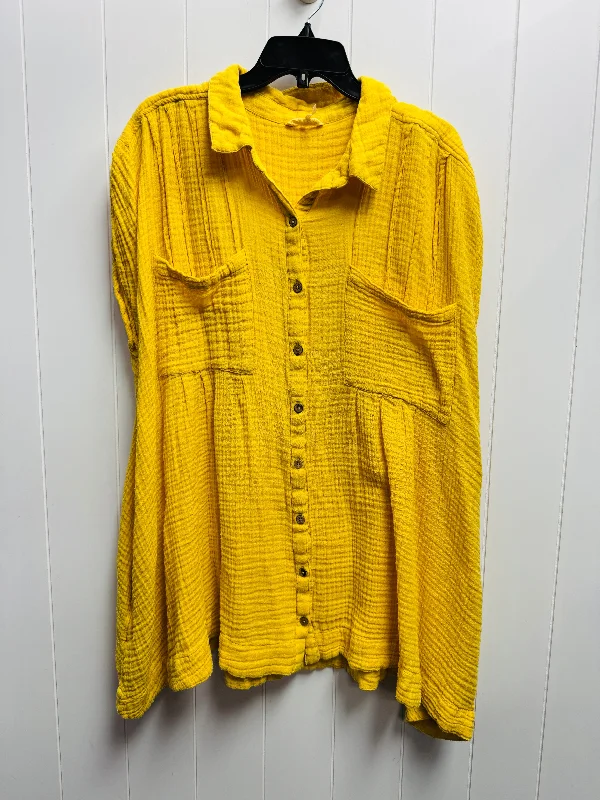 women's stylish topsTunic Short Sleeve By Free People In Yellow, Size: L