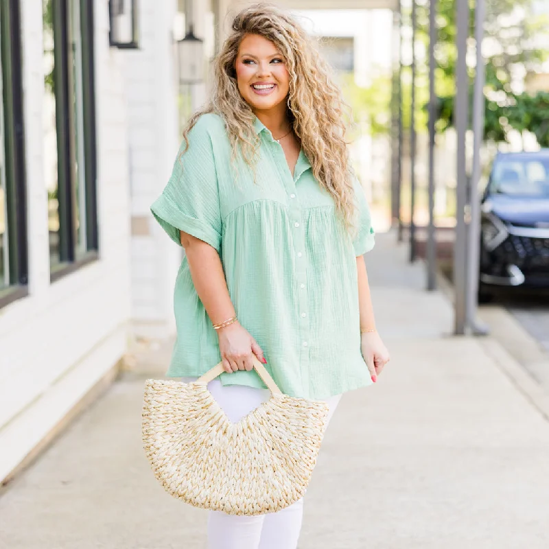 women's tops with geometric patternsWe're On Repeat Again Top, Sage